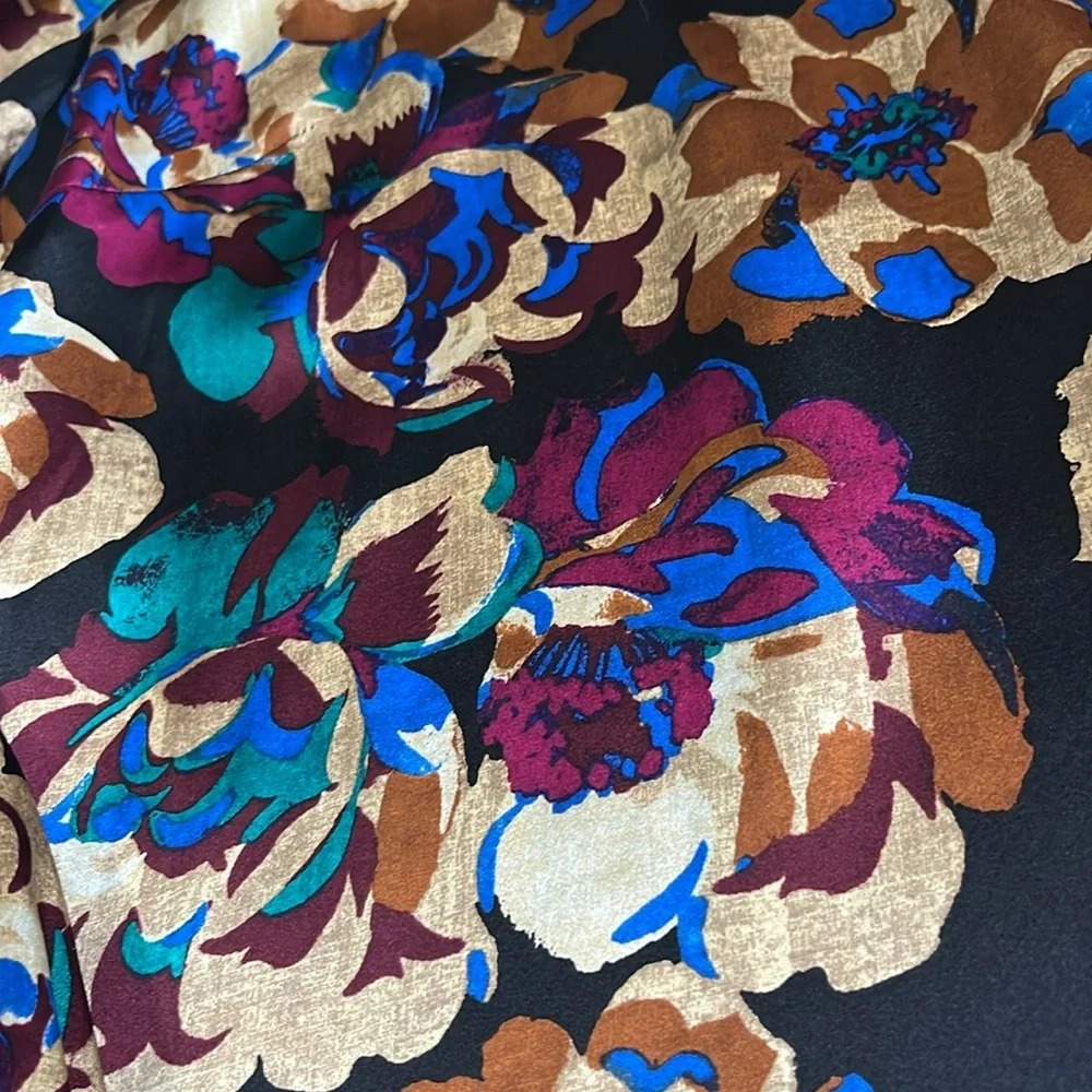 WORTH New York Floral Silk Blouse Size 10 - Picture 5 of 10